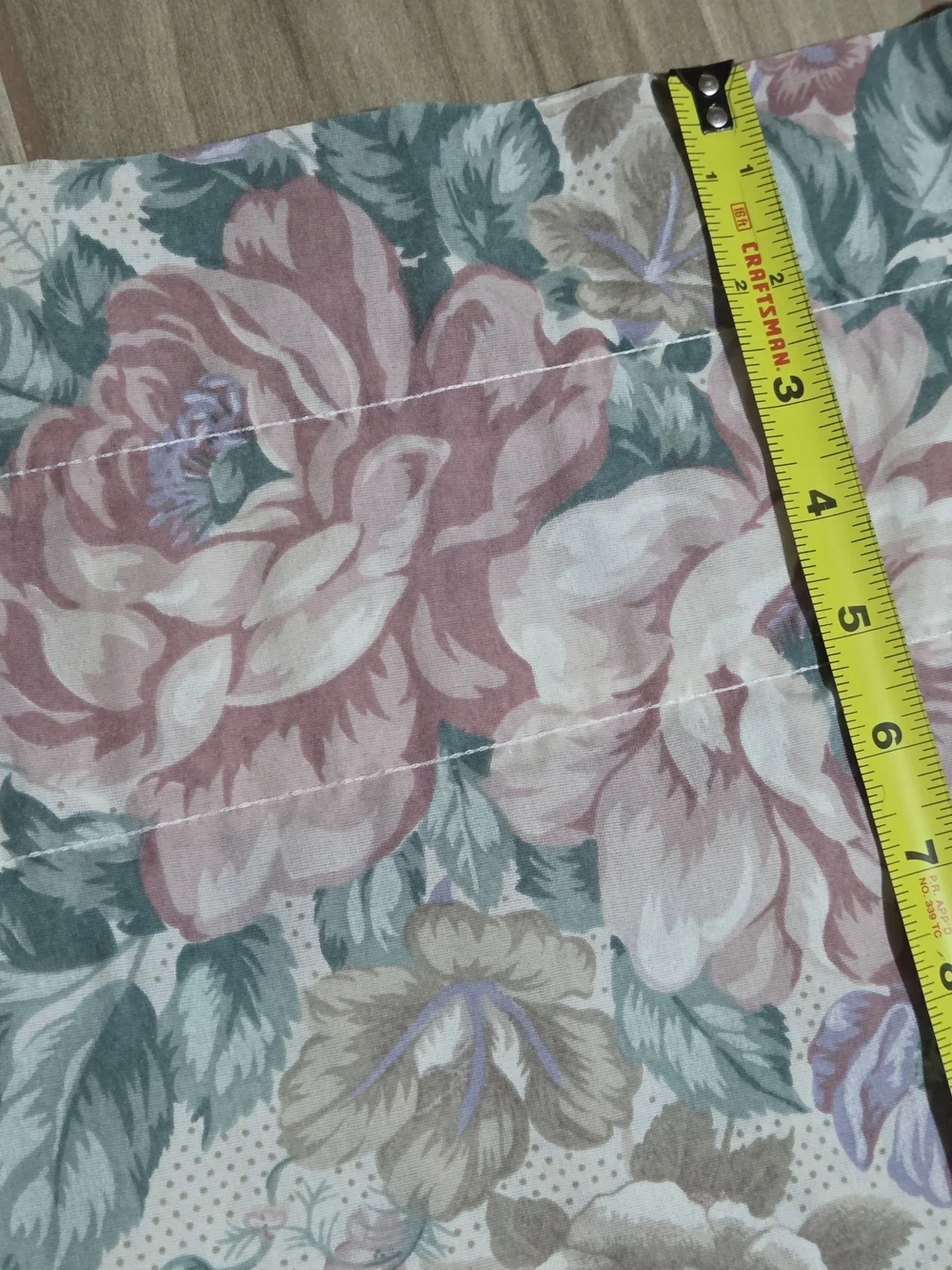Floral Print Vintage 90s Handmade Valance Curtain- Pink & Green